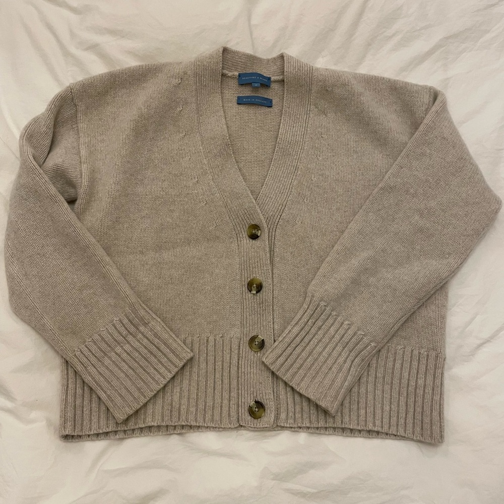 Beige Knit Cardigan Sweater
